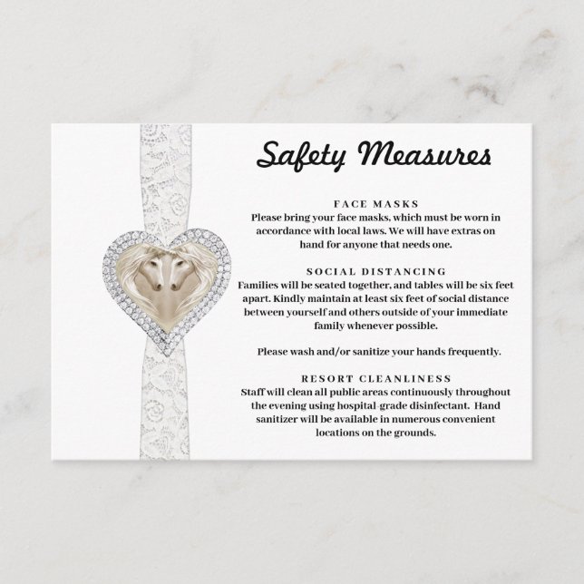 Unicorn White Lace Safety Measures Enclosure Card (Front)