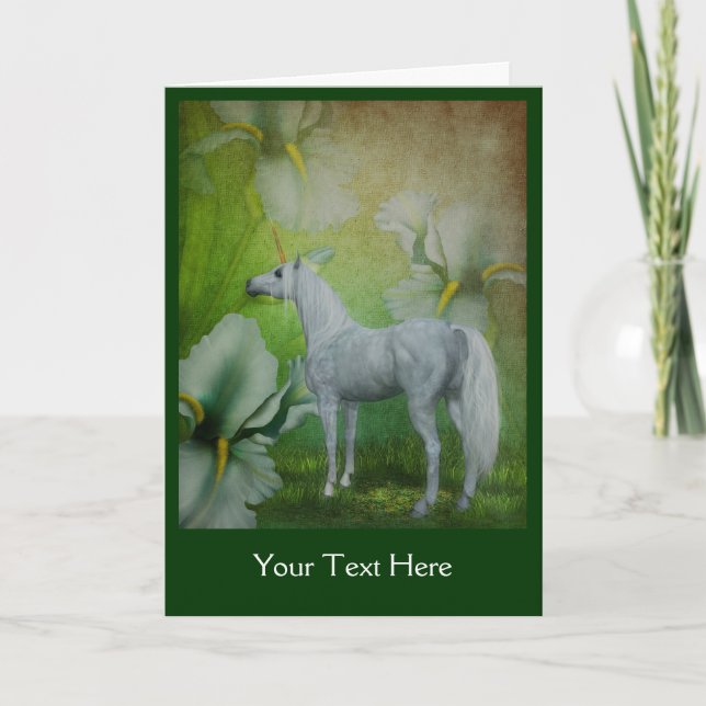 Unicorn White Lilies Fantasy Horse Photo Card (Front)