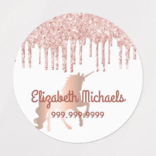 Unicorn white rose gold glitter drips custom name