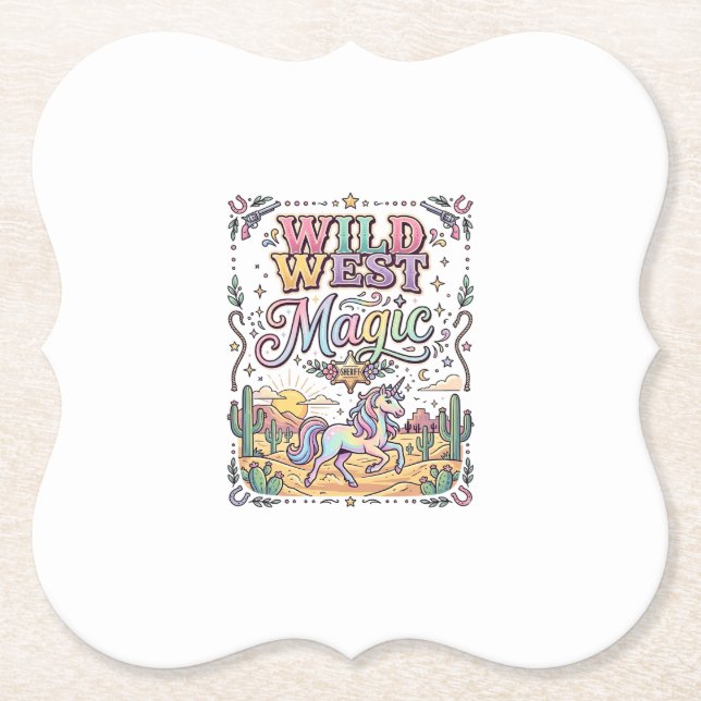 Unicorn Wild West Magic Original Paper Coaster (Front)