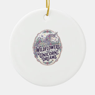 Unicorn Wildflowers and Unicorn Dreams POD Ready M Ceramic Tree Decoration