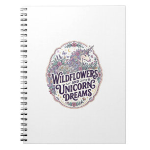 Unicorn Wildflowers and Unicorn Dreams POD Ready M Notebook