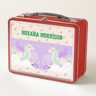 UNICORN WINGED GREEN PASTEL COLORS Metal Lunchbox