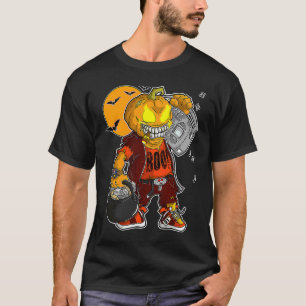 Unicorn Witch Halloween Black Cat Orange Moon Grap T-Shirt