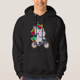Unicorn With A Bike Biker Cycling Mountain Ride Bi Hoodie