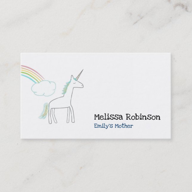 Unicorn with a Rainbow and Cloud Business Card (Front)