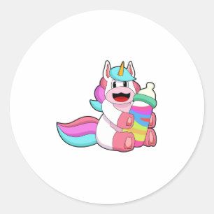 Unicorn with Baby bottle.PNG Classic Round Sticker
