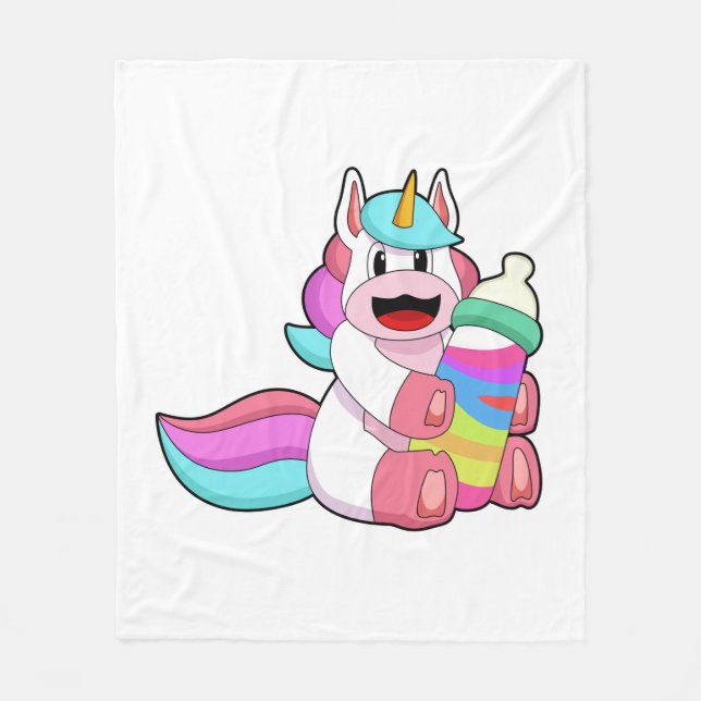Unicorn with Baby bottle.PNG Fleece Blanket (Front)