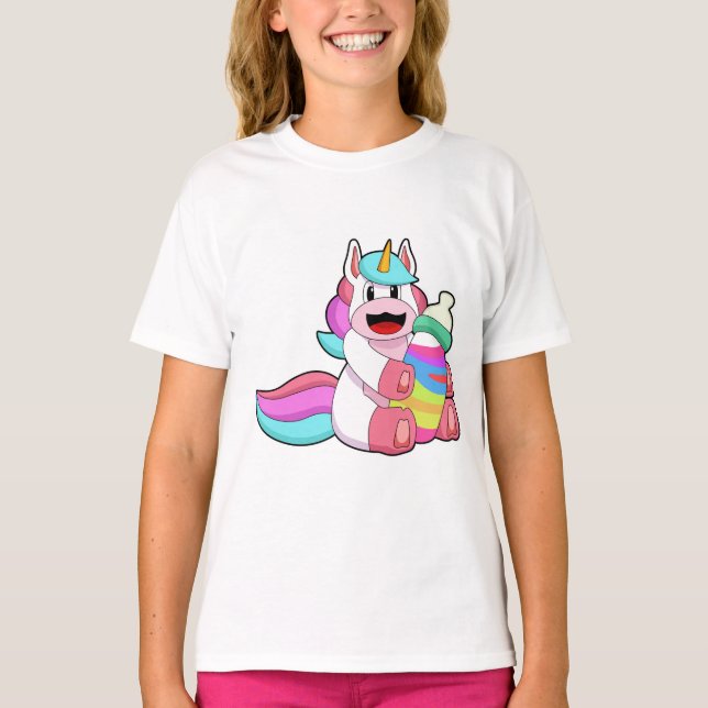 Unicorn with Baby bottle.PNG T-Shirt (Front)