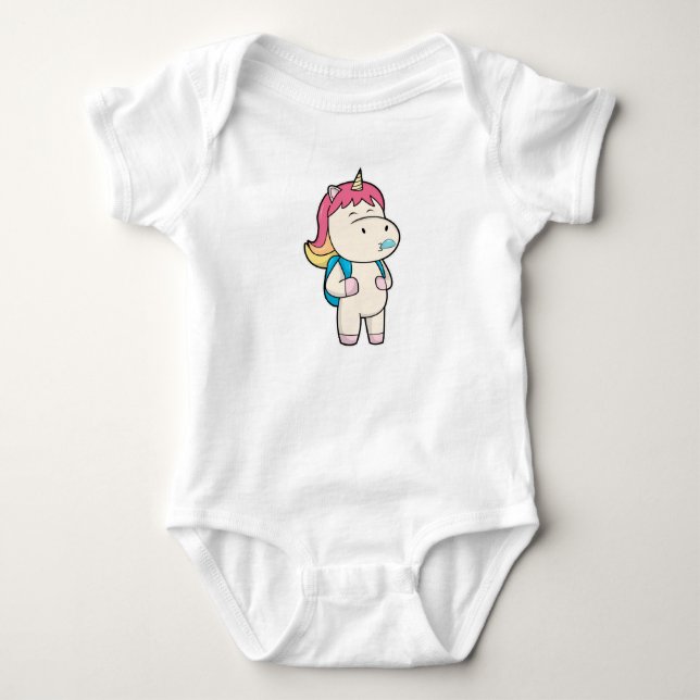 Unicorn with Backback & Chewing gum Baby Bodysuit (Front)