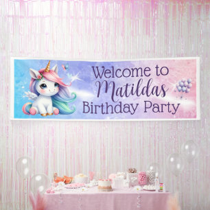 Unicorn with Balloons Indoor/Outdoor Banner