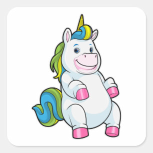 Unicorn with big Belly Square Sticker