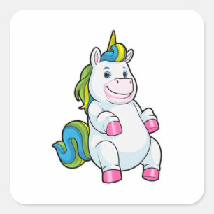 Unicorn with big Belly Square Sticker