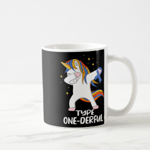 Unicorn With Blue Ribbon Type 1 Diabetes T1d Type  Coffee Mug