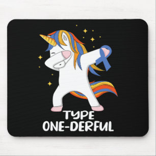 Unicorn with blue ribbon Type 1 Diabetes T1D Type Mouse Mat