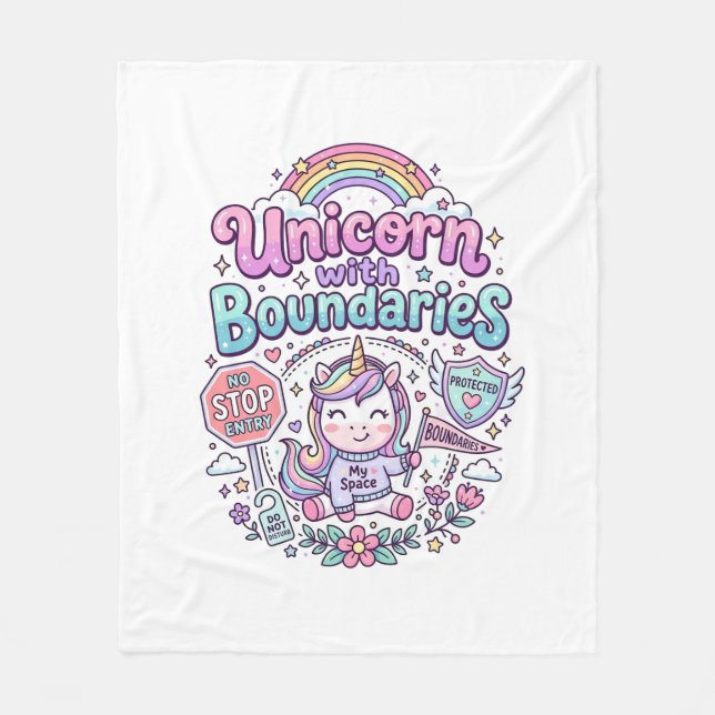 Unicorn with Boundaries Charming Apparel Graphic_1 Fleece Blanket (Front)
