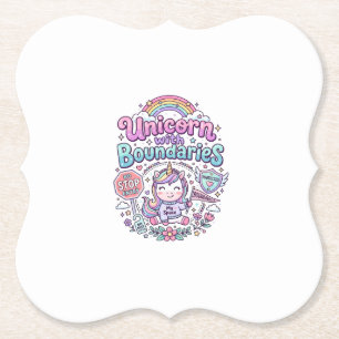Unicorn with Boundaries Charming Apparel Graphic_1 Paper Coaster