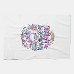 Unicorn with Boundaries Charming Apparel Graphic_1 Tea Towel