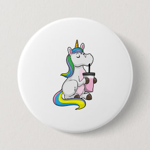 Unicorn with Bubble Tea 7.5 Cm Round Badge