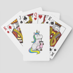 Unicorn with Bubble Tea Playing Cards