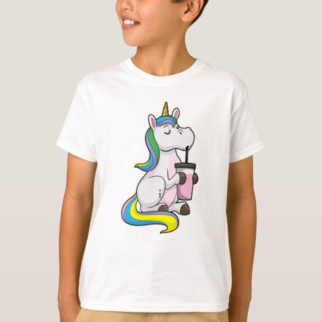 Unicorn with Bubble Tea T-Shirt (Front)