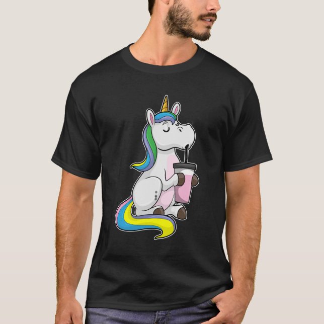 Unicorn with Bubble Tea T-Shirt (Front)