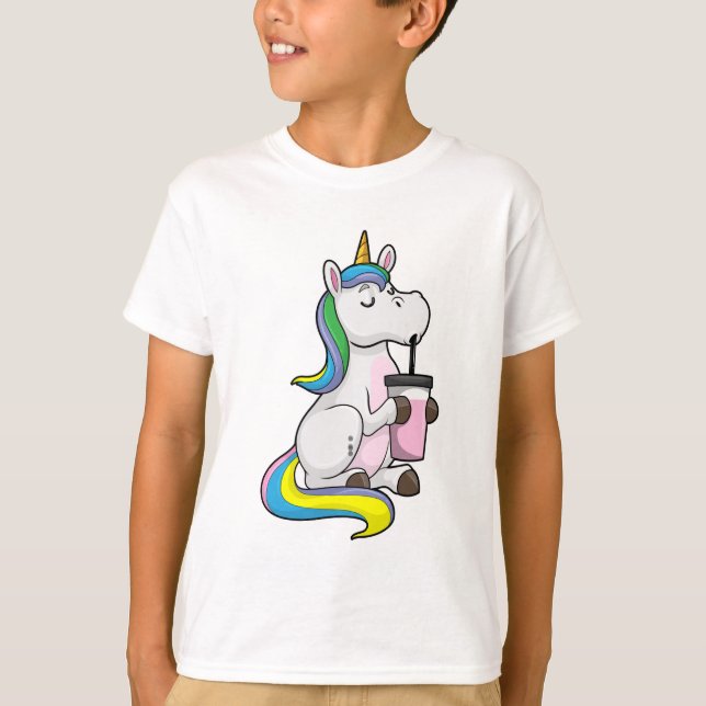 Unicorn with Bubble Tea T-Shirt (Front)