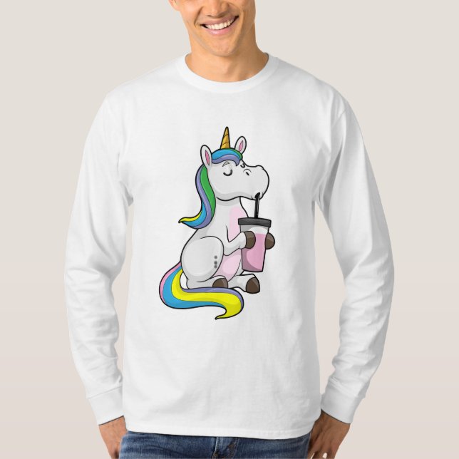Unicorn with Bubble Tea T-Shirt (Front)