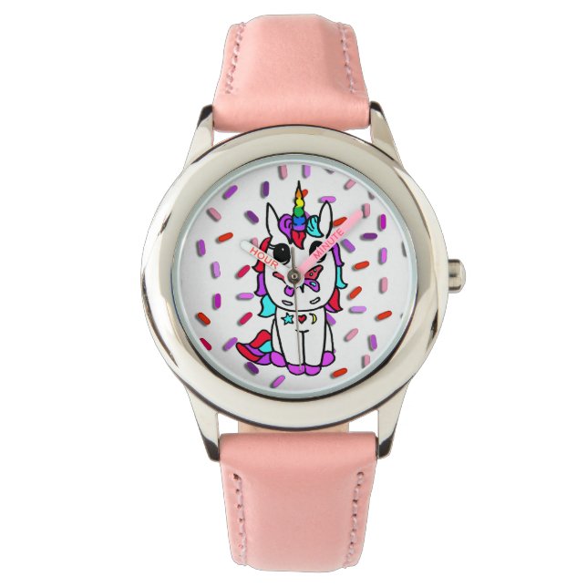 Unicorn with Butterfly on Nose Candy Sprinkles Watch (Front)