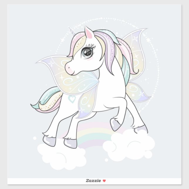 Unicorn with Butterfly wings Sticker (Sheet)