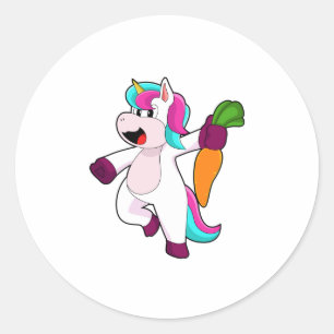 Unicorn with Carrot Classic Round Sticker