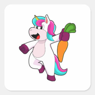 Unicorn with Carrot Square Sticker