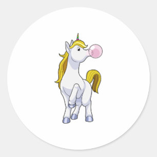 Unicorn with Chewing gum Classic Round Sticker
