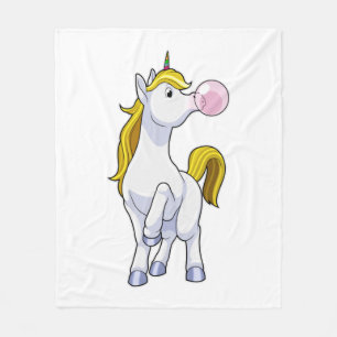 Unicorn with Chewing gum Fleece Blanket