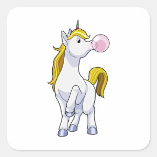 Unicorn with Chewing gum Square Sticker