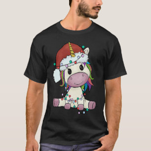 Unicorn with Christmas hat unicorn girl T-Shirt