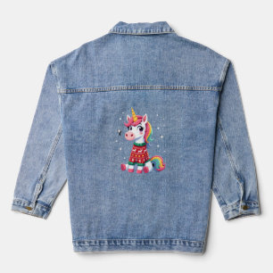 Unicorn with Christmas Sweater Unicorn Girls Chris Denim Jacket