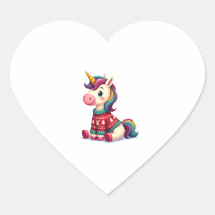 Unicorn with Christmas Sweater Unicorn Girls Chris Heart Sticker