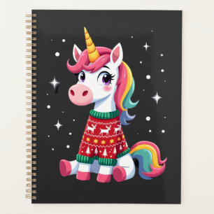 Unicorn with Christmas Sweater Unicorn Girls Chris Planner