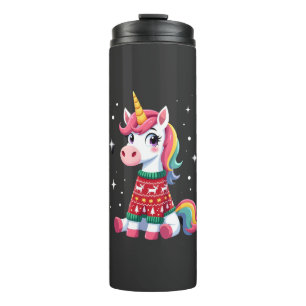 Unicorn with Christmas Sweater Unicorn Girls Chris Thermal Tumbler