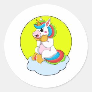 Unicorn with Cloud & Sun Classic Round Sticker