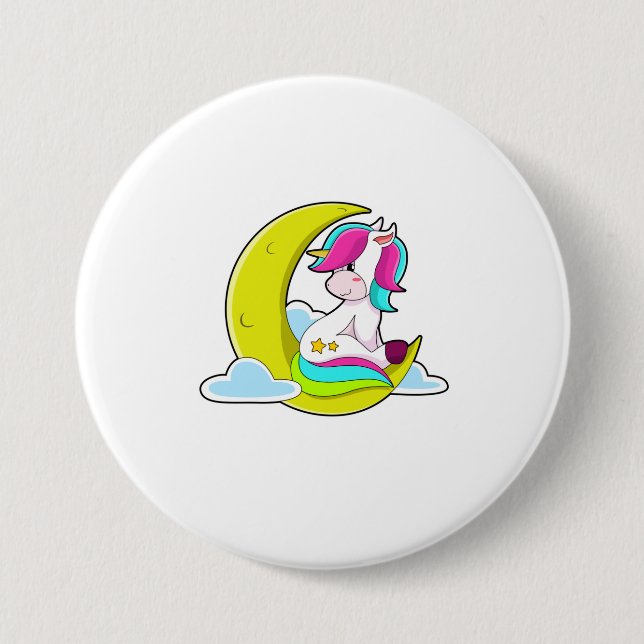 Unicorn with Clouds & Moon 7.5 Cm Round Badge (Front)