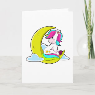 Unicorn with Clouds & Moon Card