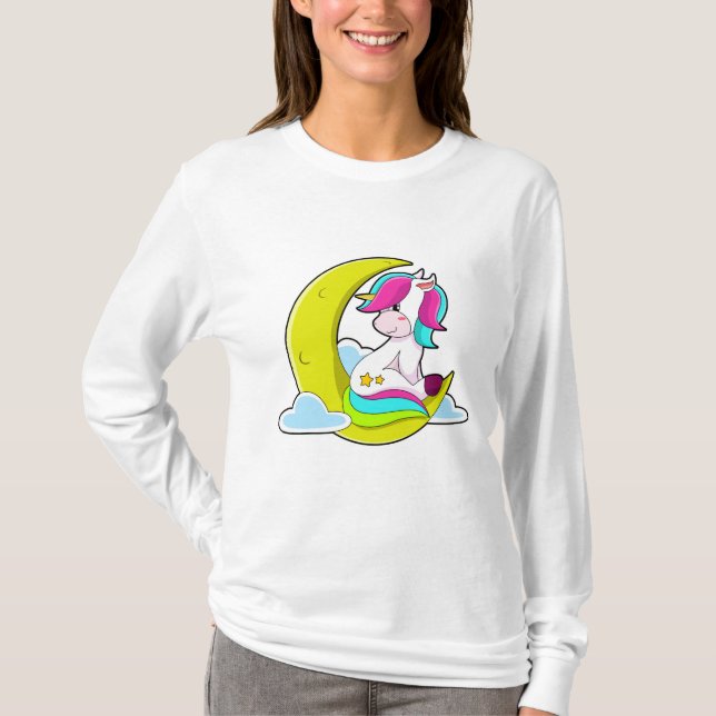 Unicorn with Clouds & Moon T-Shirt (Front)