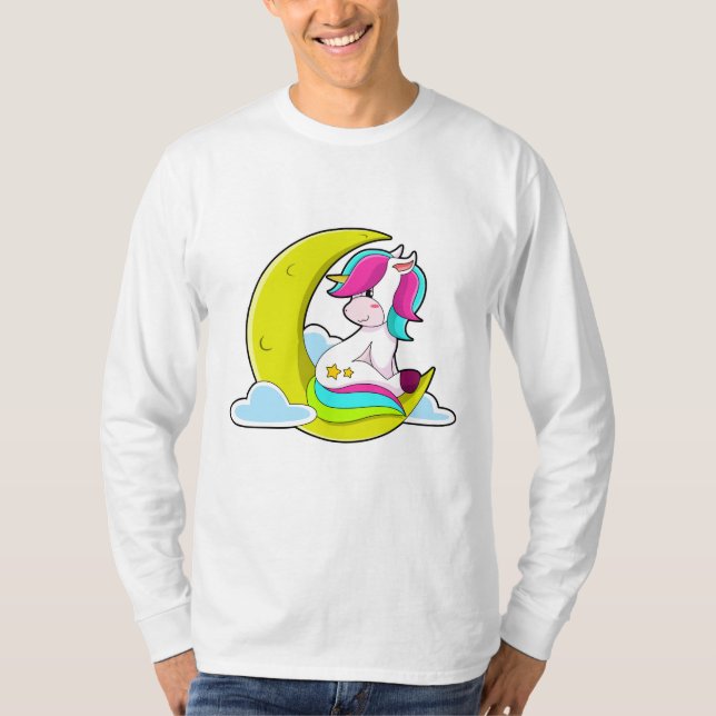 Unicorn with Clouds & Moon T-Shirt (Front)