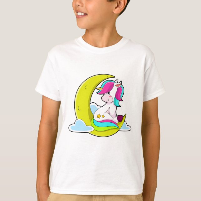 Unicorn with Clouds & Moon T-Shirt (Front)