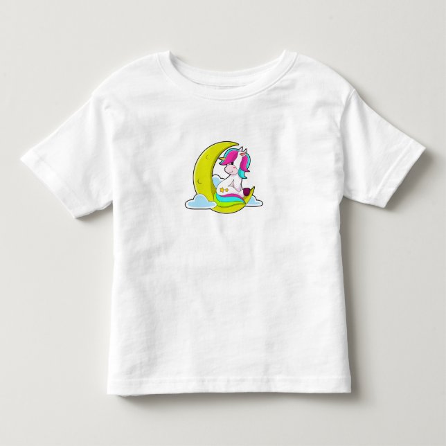 Unicorn with Clouds & Moon Toddler T-Shirt (Front)
