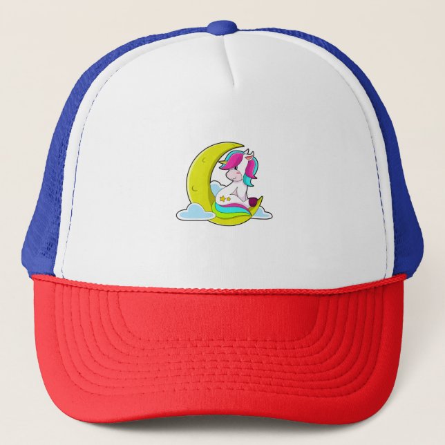 Unicorn with Clouds & Moon Trucker Hat (Front)