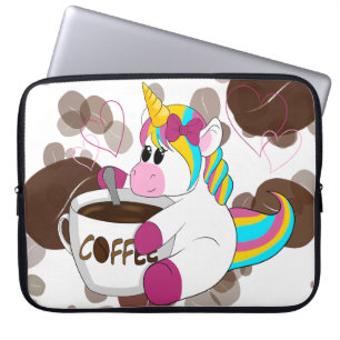Unicorn with coffee laptop sleeve