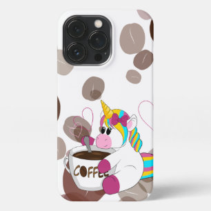 Unicorn with Coffee T-Shirt iPhone 13 Pro Case